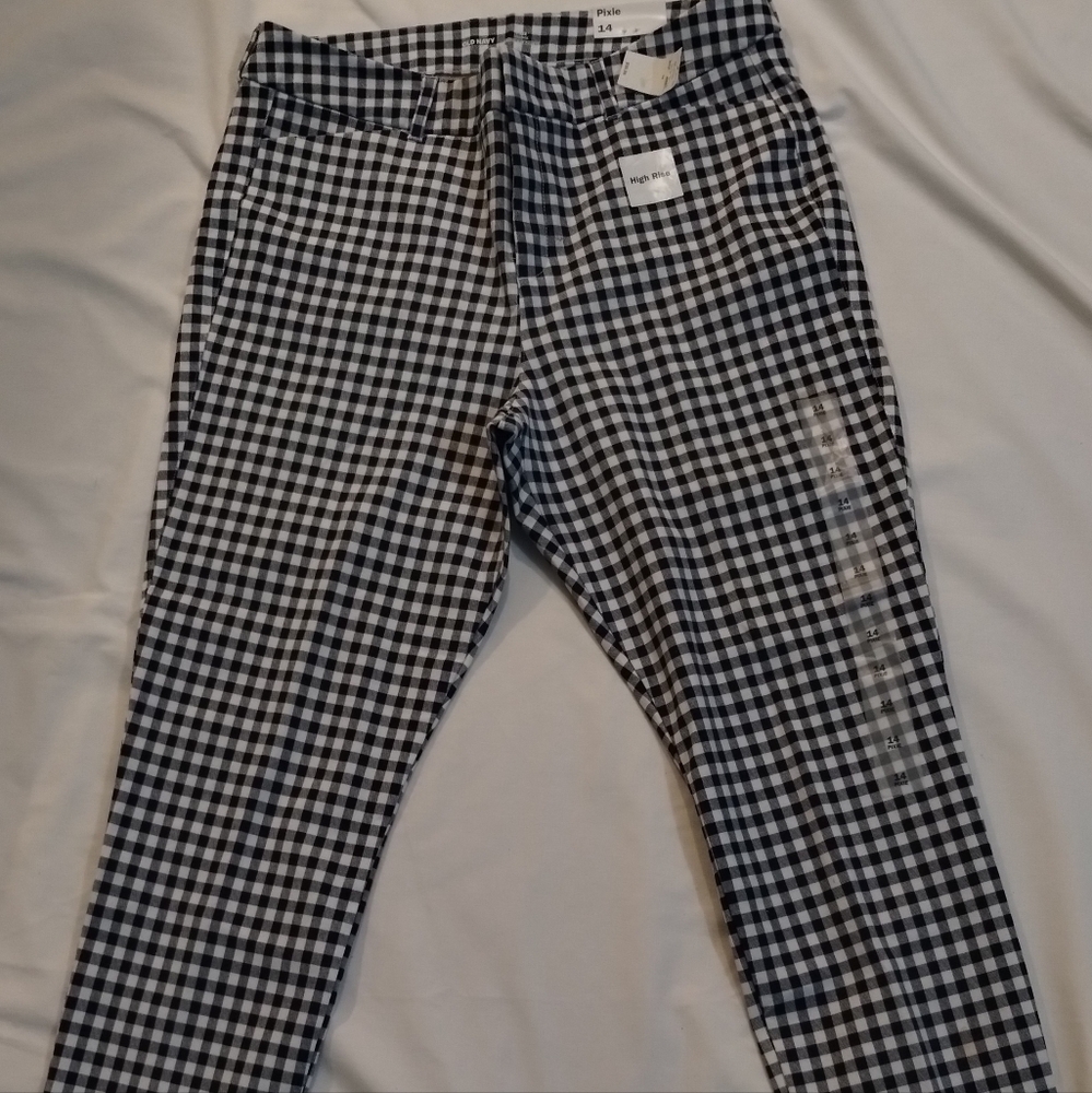 Old Navy pixie stretch denim checker women's sz 14 pants